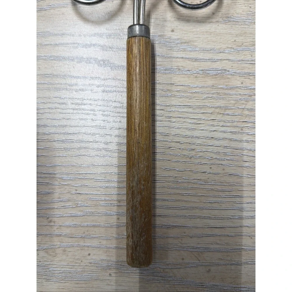Pair Of‎ Vintage 4-Prong MEAT LIFTING FORKS With Wood Handles 10.5